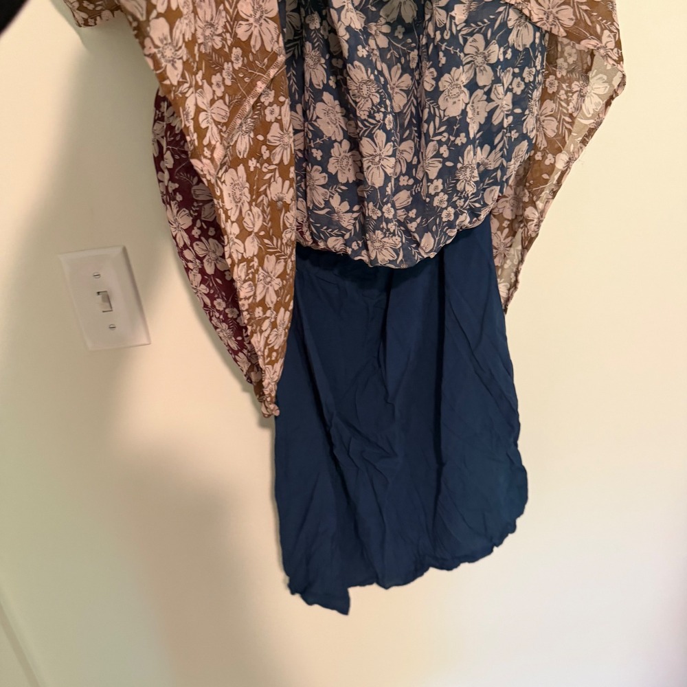 One September Anthropologie Desert Floral Midi Dress XL Burgundy Navy Boho - Picture 5 of 5